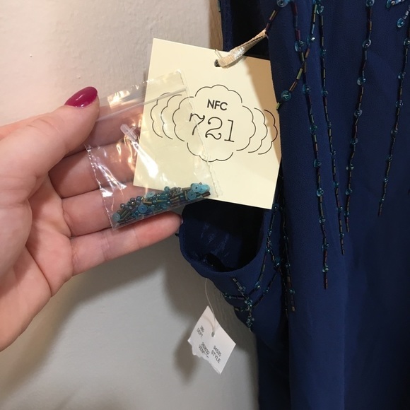 NFC 721 Blue Hand Embellished Tunic Tank - Picture 6 of 7